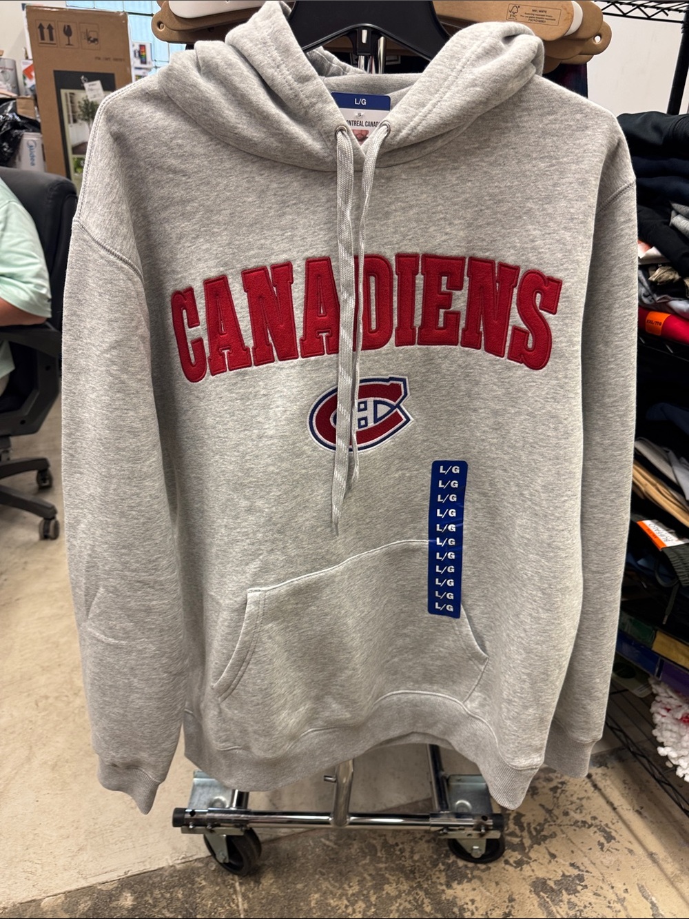 Gray Canadiens Pullover Hoodie with Red Lettering